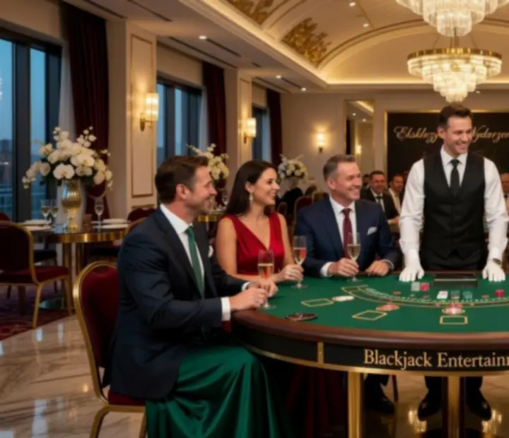 Stół blackjack obsługiwany przez profesjonalnego dealera