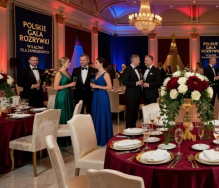 Scenografia i stoły gier podczas eleganckiej gali
