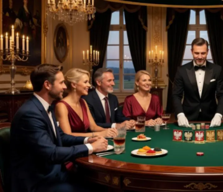 Elegancki stół pokerowy podczas wieczornego wydarzenia firmowego